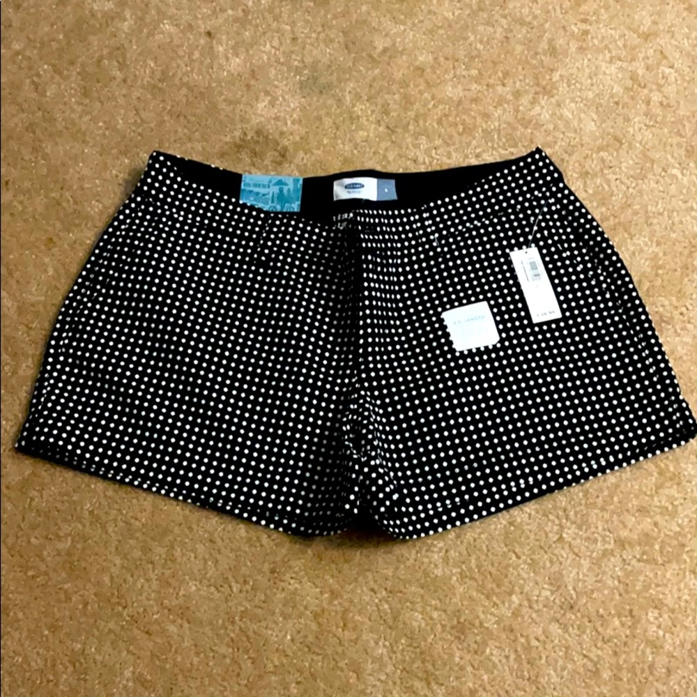 Black and white embroidered shorts